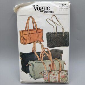 Vogue Patterns 629/9763 Duffle Bag Handbag Carry All Bag Sewing Pattern Uncut